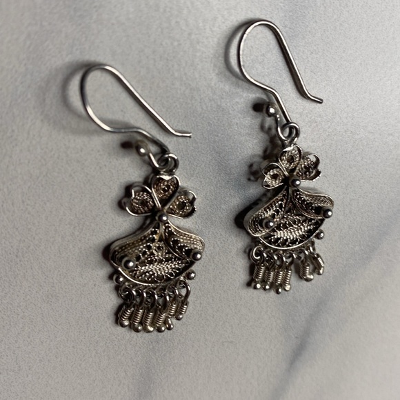 Filigree earrings with fringe sterling silver 925 - Picture 3 of 6